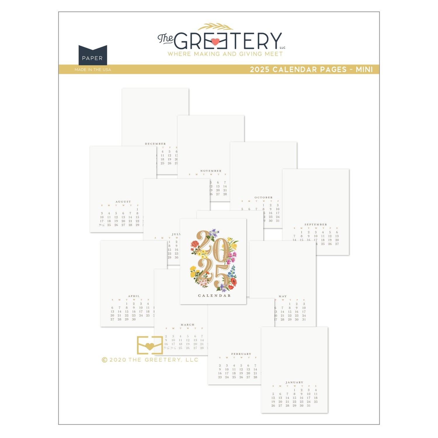 2025 Calendar Pages - Half