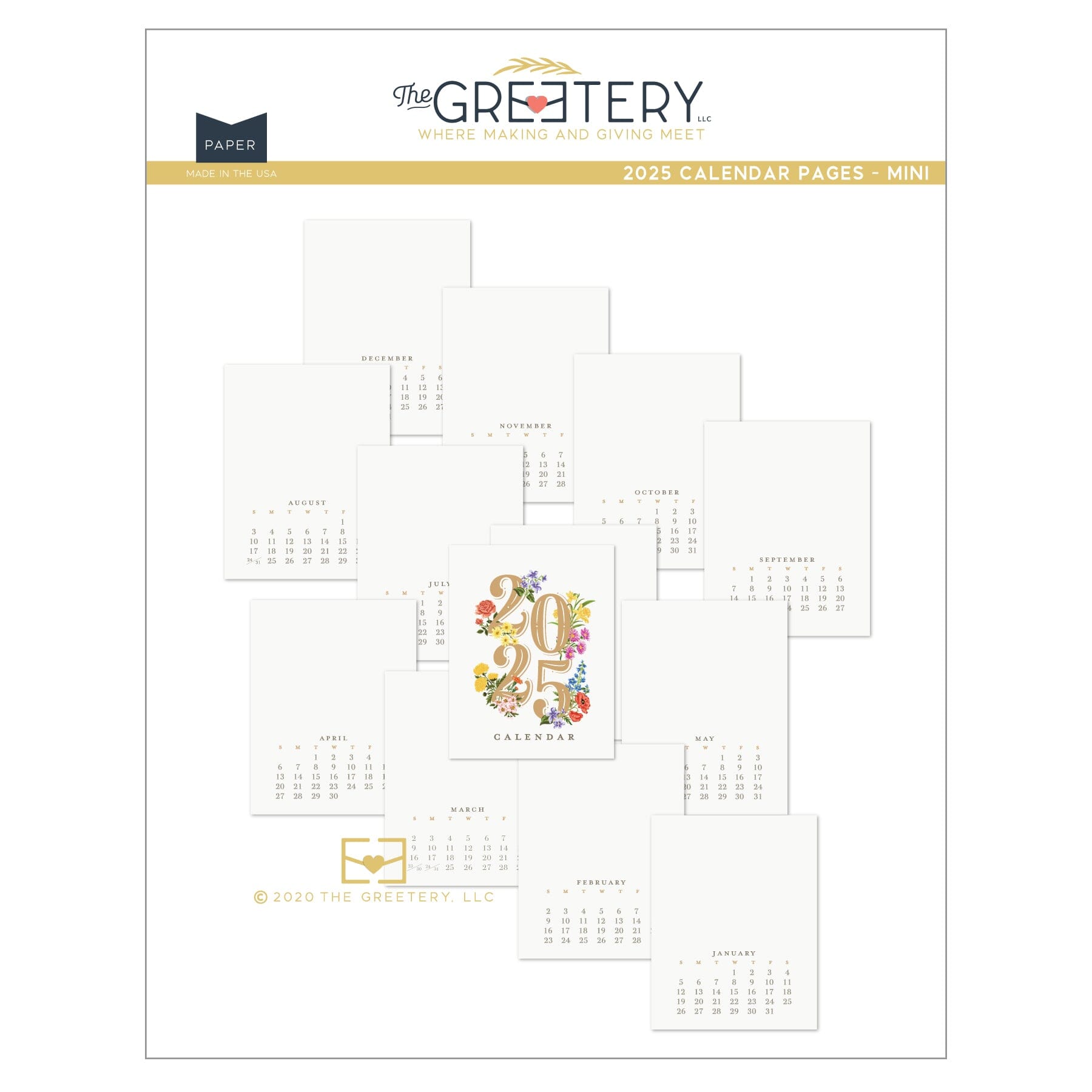 2025 Calendar Pages - Half
