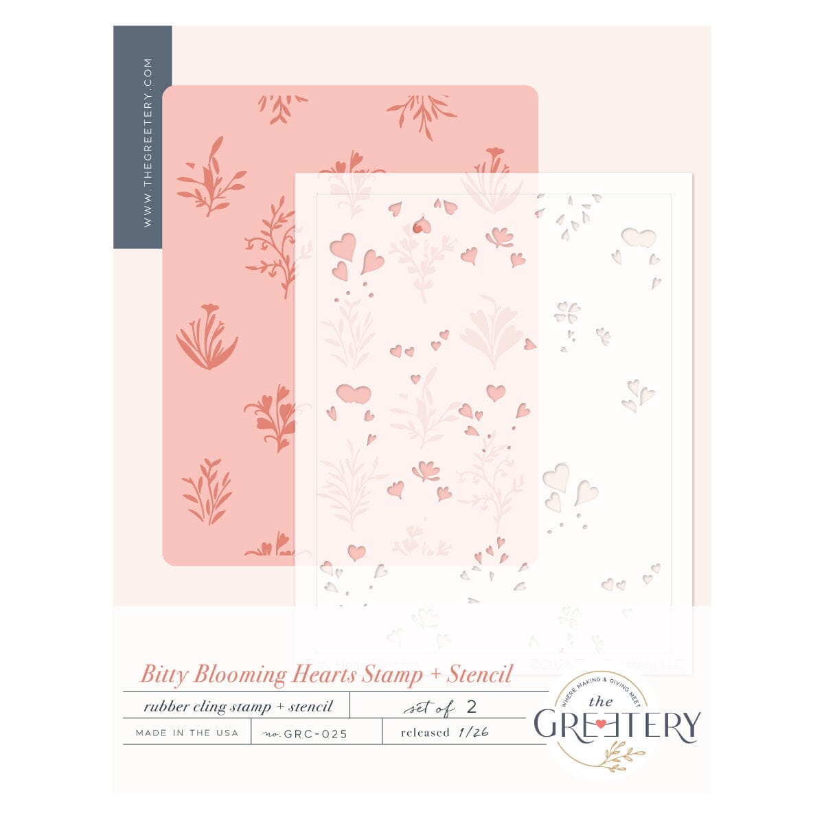 Bitty Blooming Hearts Stamp + Stencil