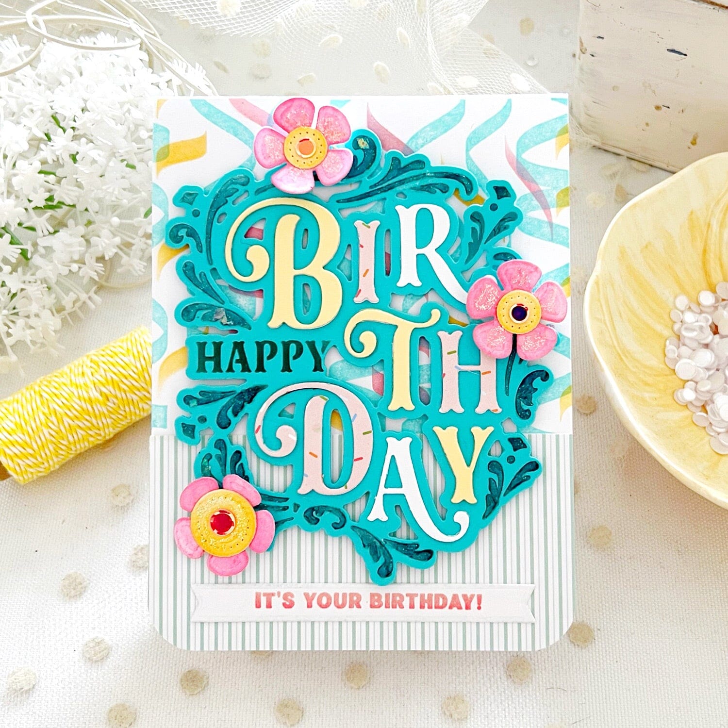 Flourished Phrases Birthday Stencil