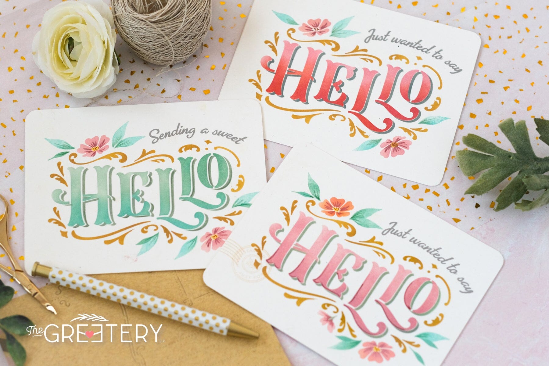 Flourished Phrases: Hello Additions Stamp Set