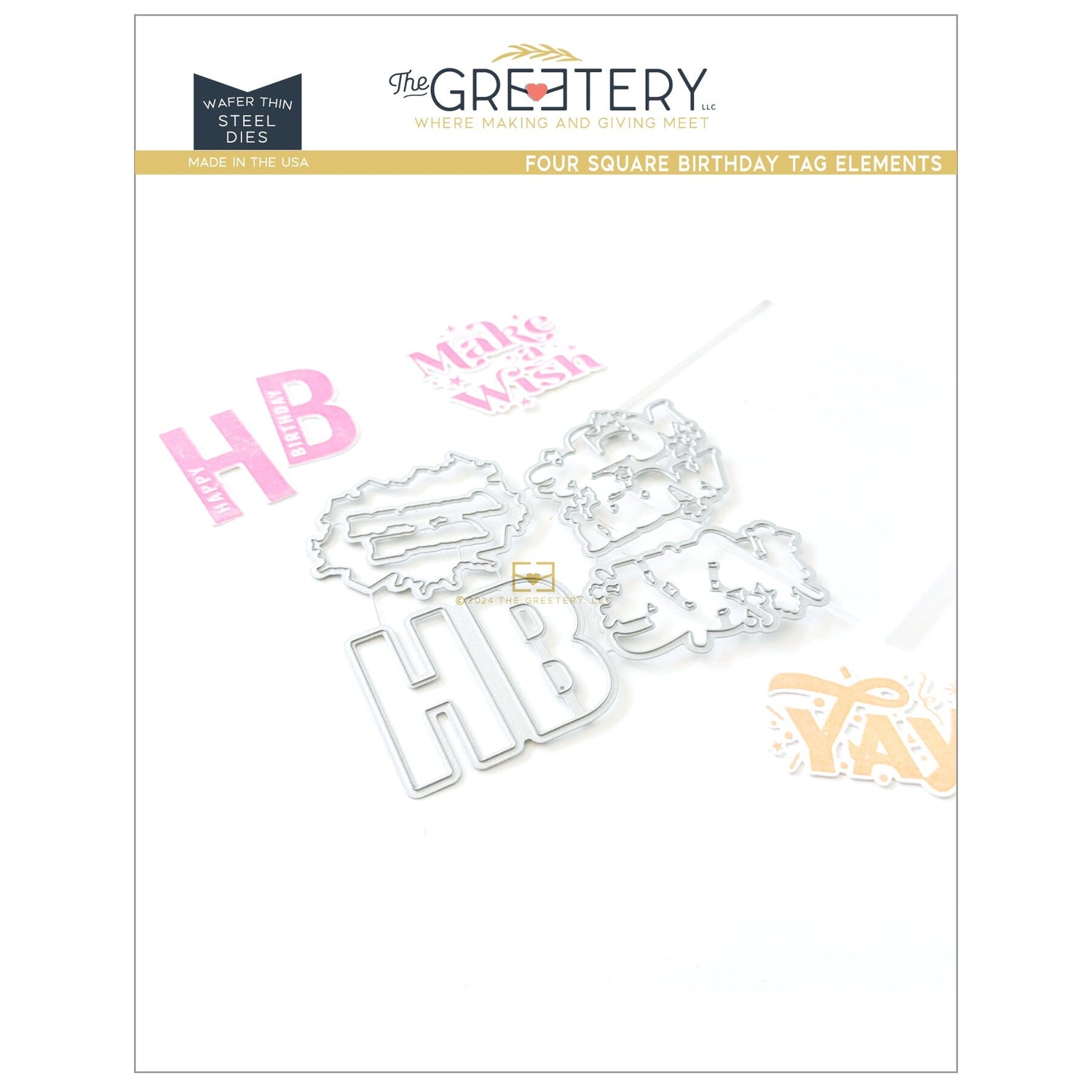 Four Square Birthday Tag Elements Die
