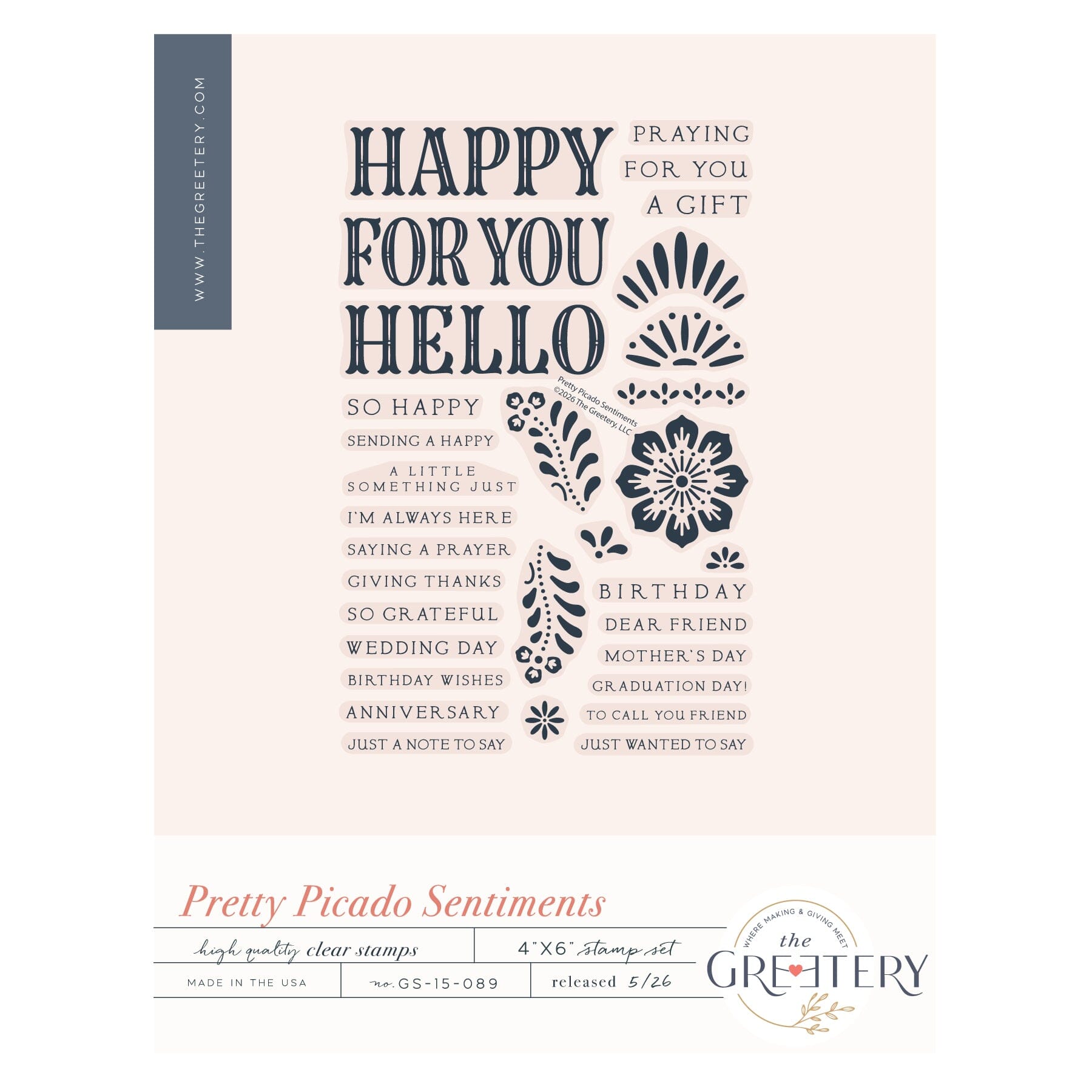 Pretty Picado Sentiments Stamp Set