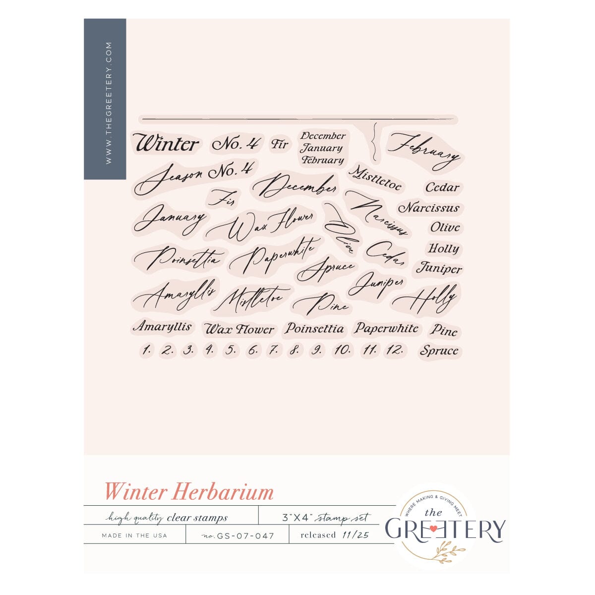 Winter Herbarium Labels Stamp Set