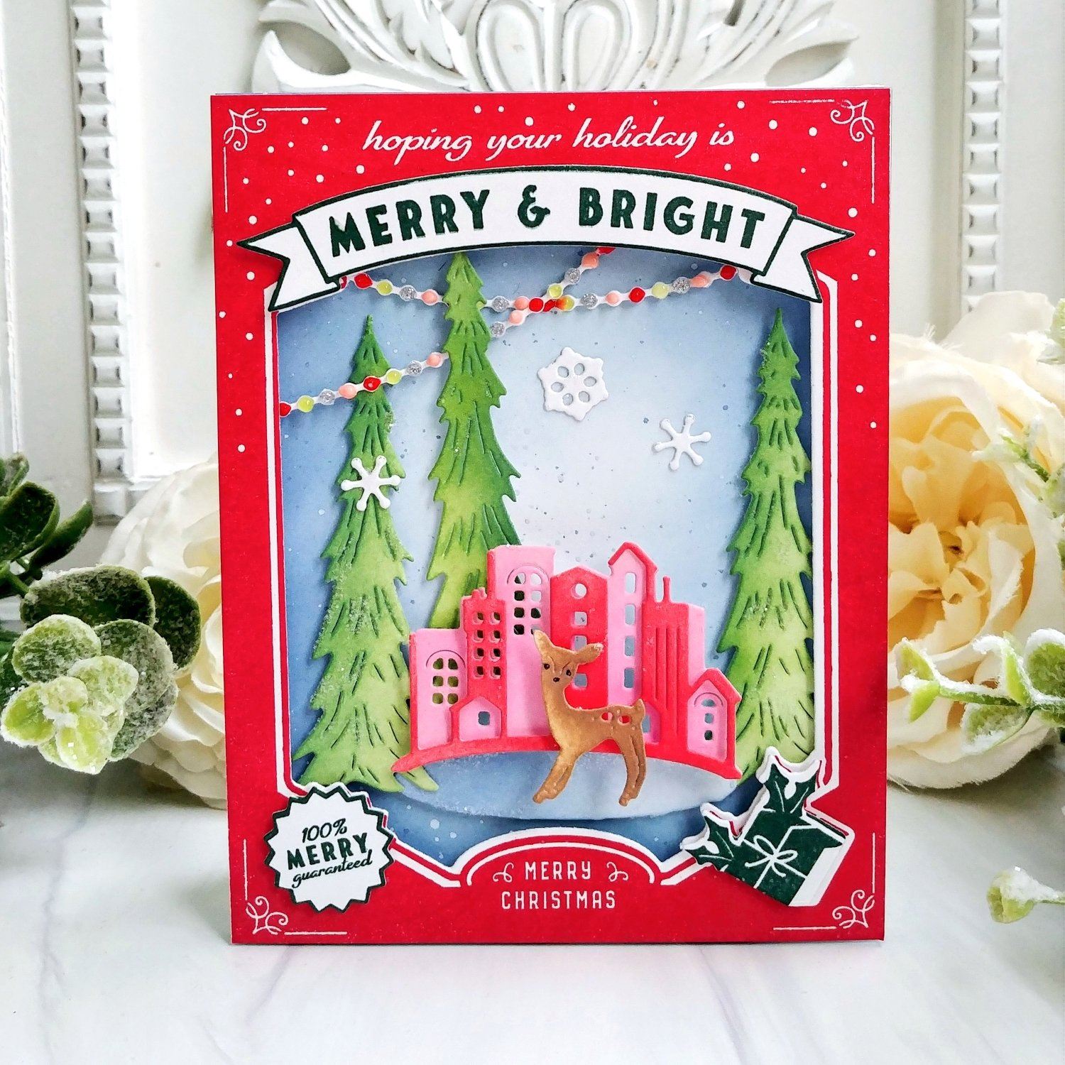 Ornament Box Top Vertical Rubber Stamp