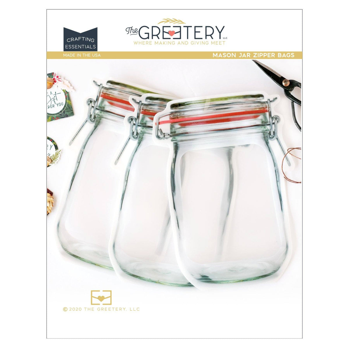 Kikkerland Mason Jar Zipper Bags - Large