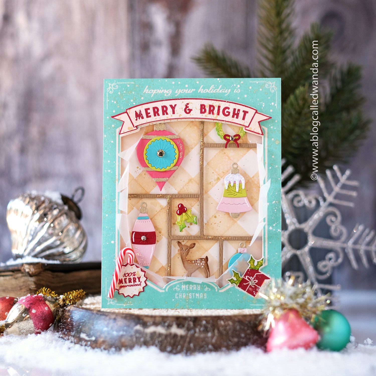 Ornament Box Top Vertical Rubber Stamp