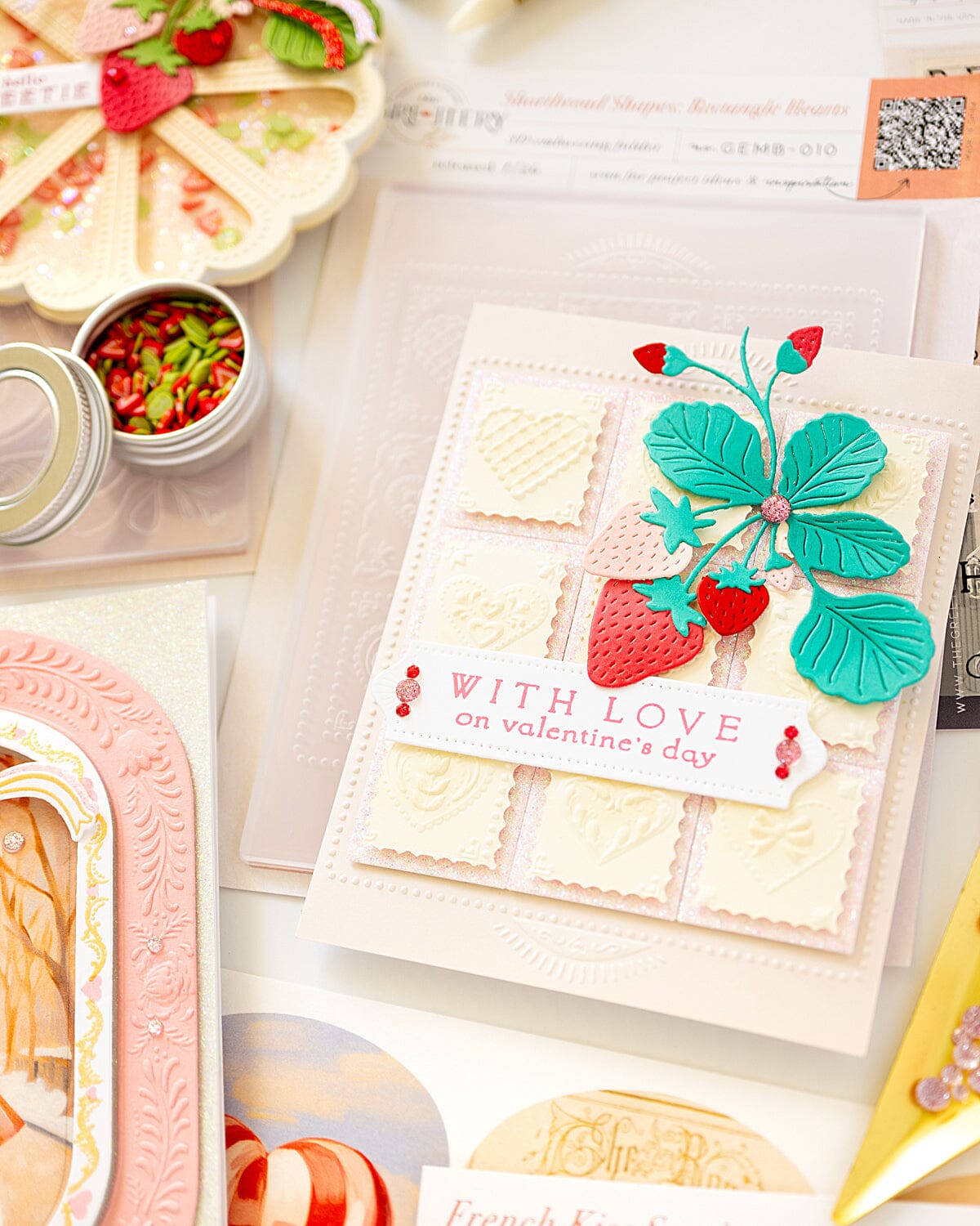 Shortbread Shapes: Rectangle Hearts Embossing Folder