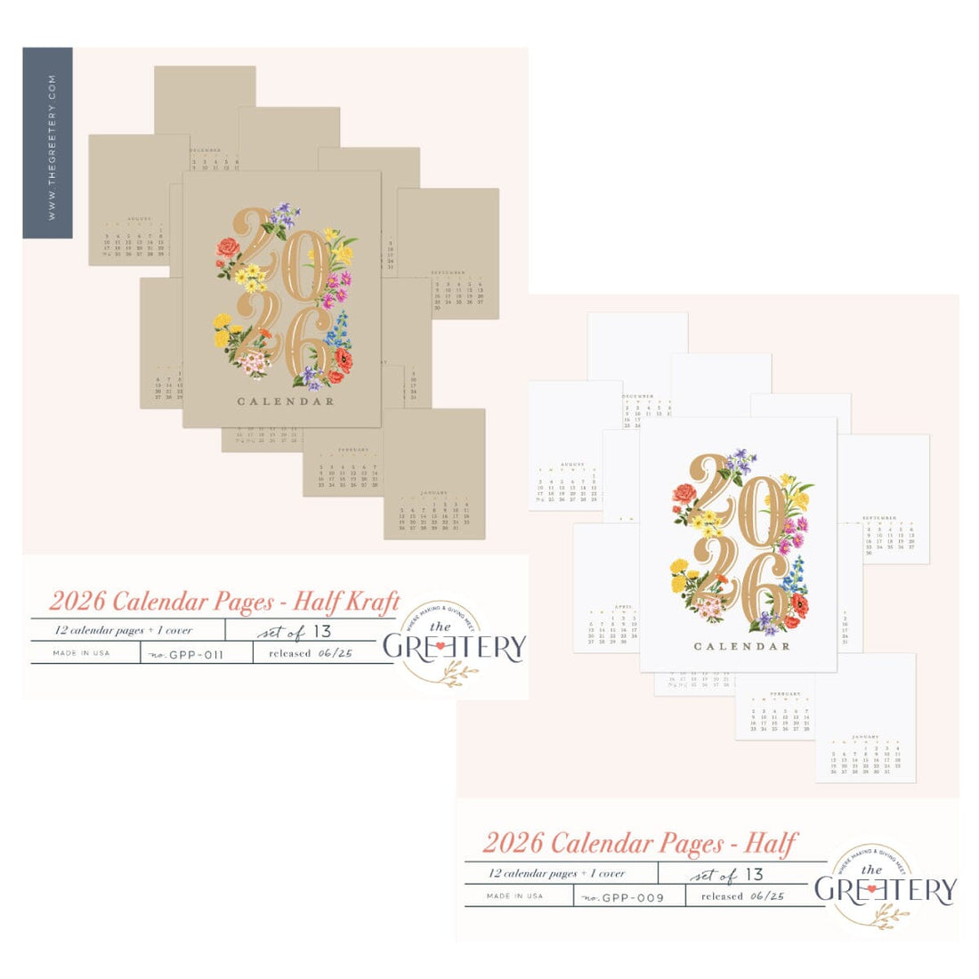 2026 Calendar Pages - Half