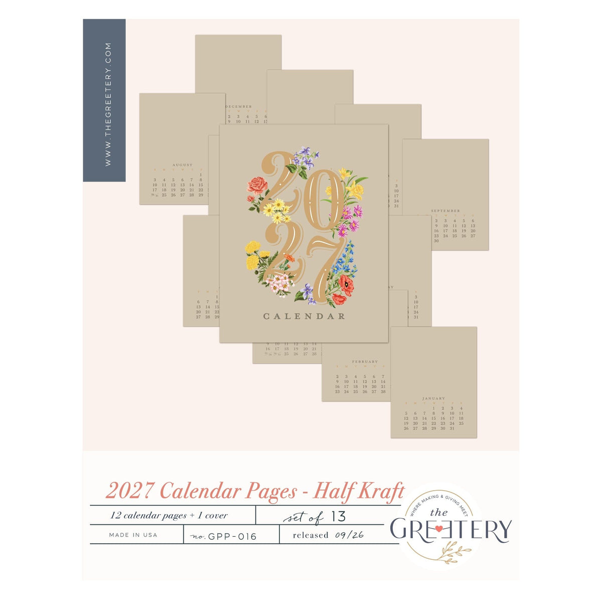 2027 Calendar Pages - Half