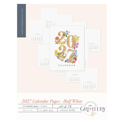 2027 Calendar Pages - Half