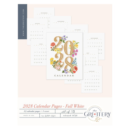 2028 Calendar Pages - Full