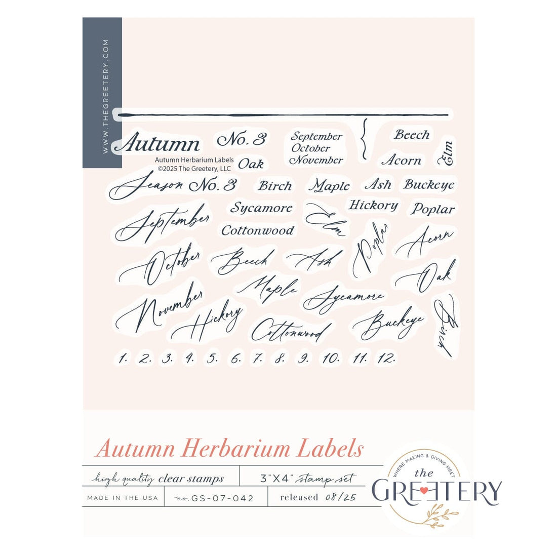 Autumn Herbarium Labels Stamp Set