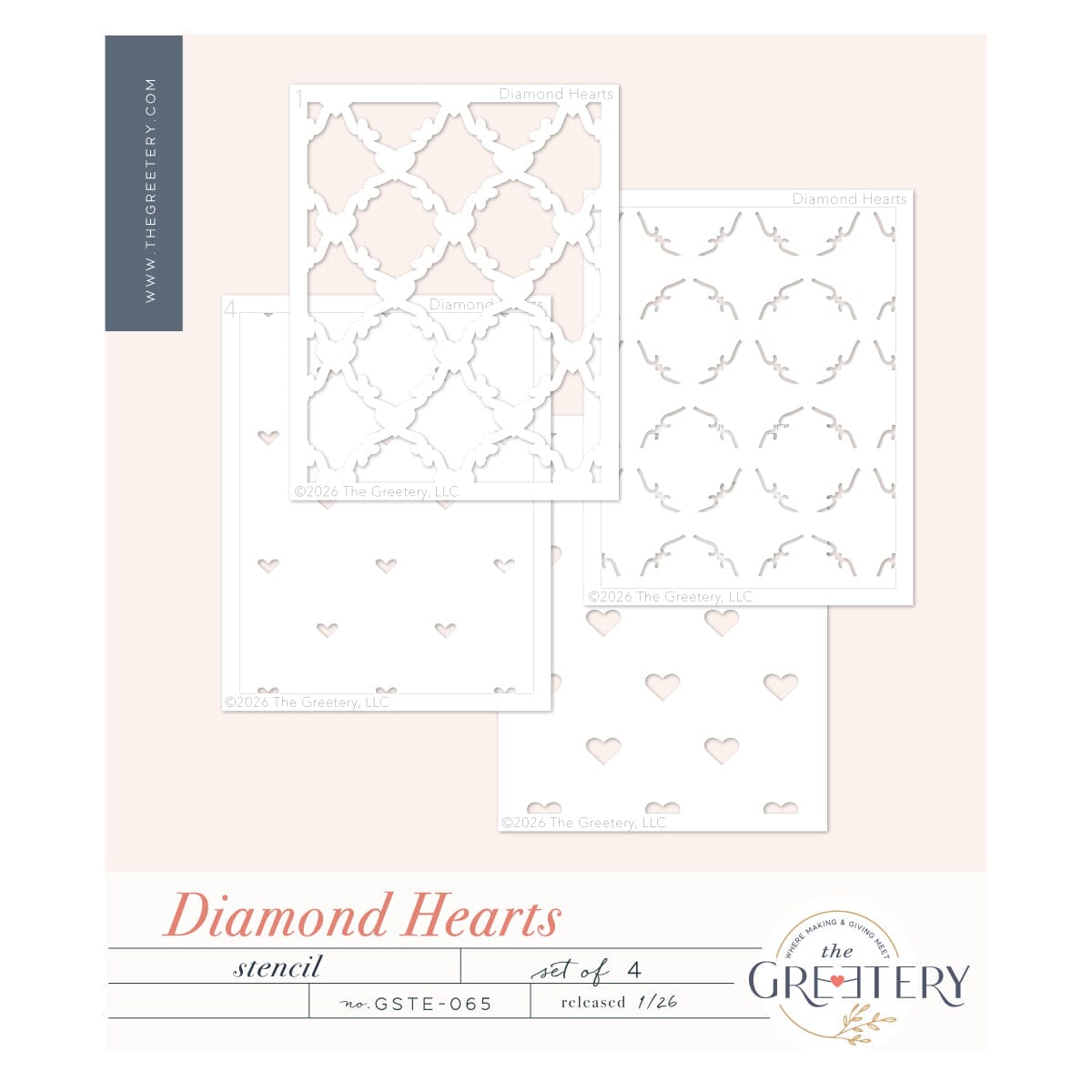 Diamond Hearts Stencil