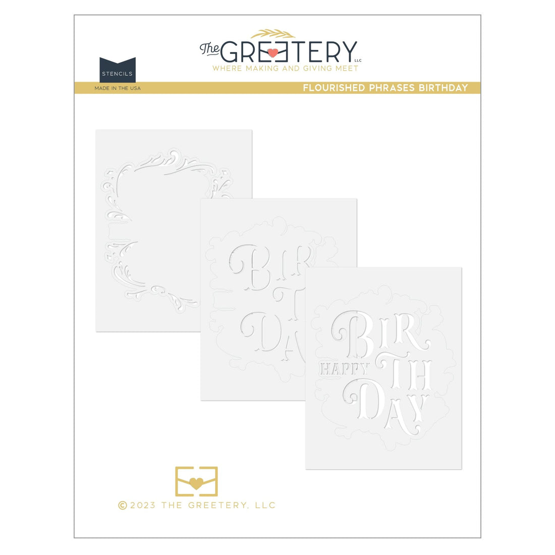 Flourished Phrases Birthday Stencil