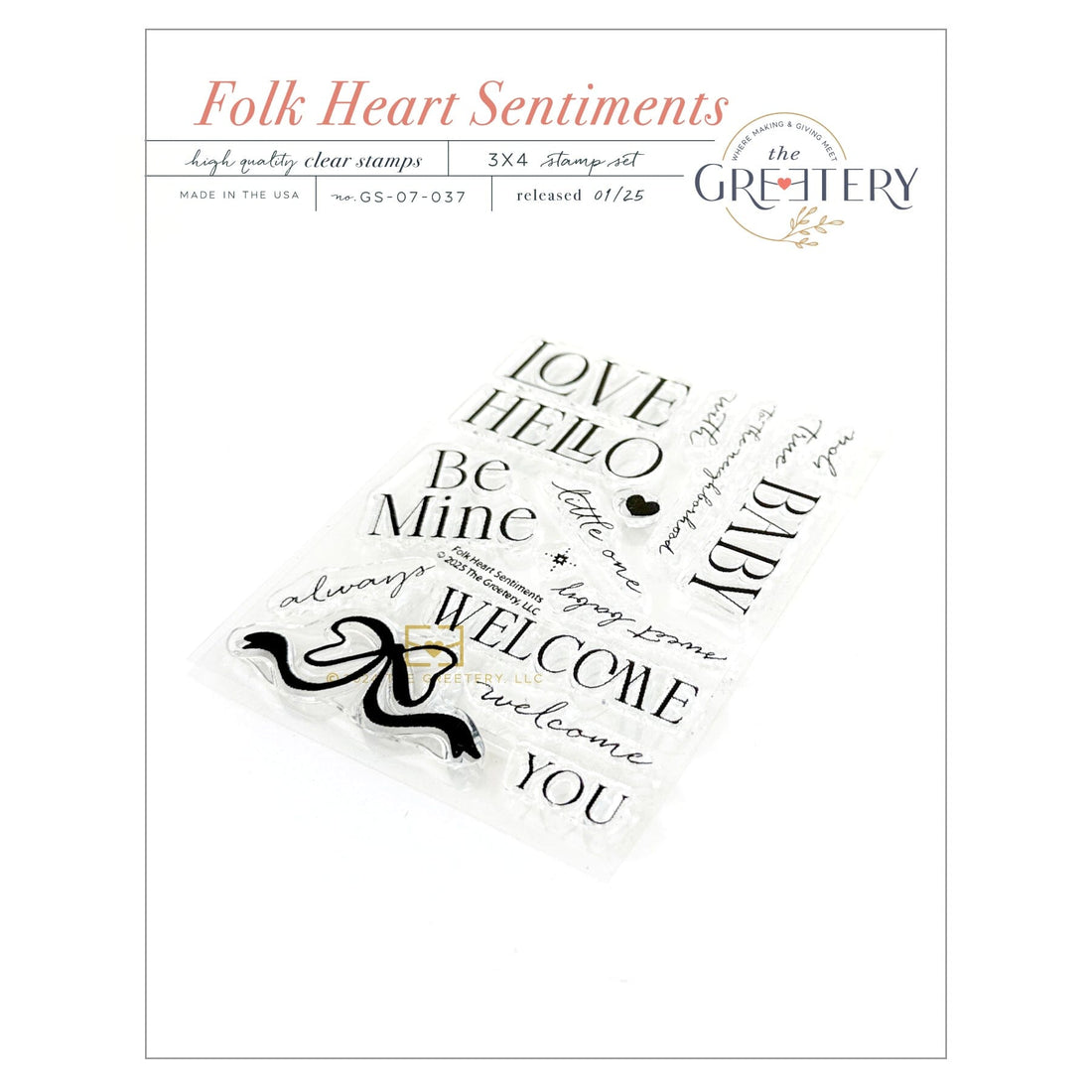 Folk Heart Sentiments Stamp Set