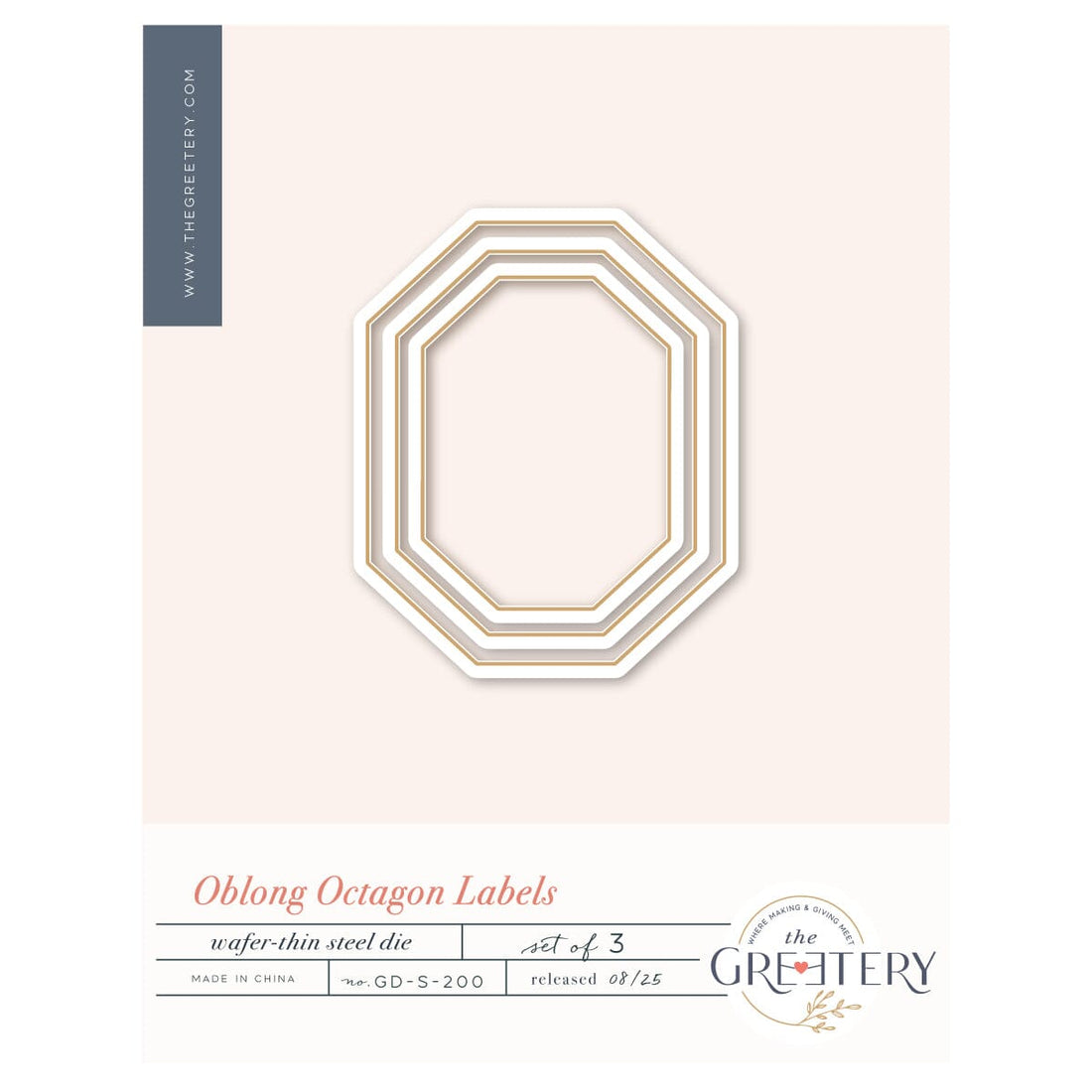 Oblong Octagon Labels Die