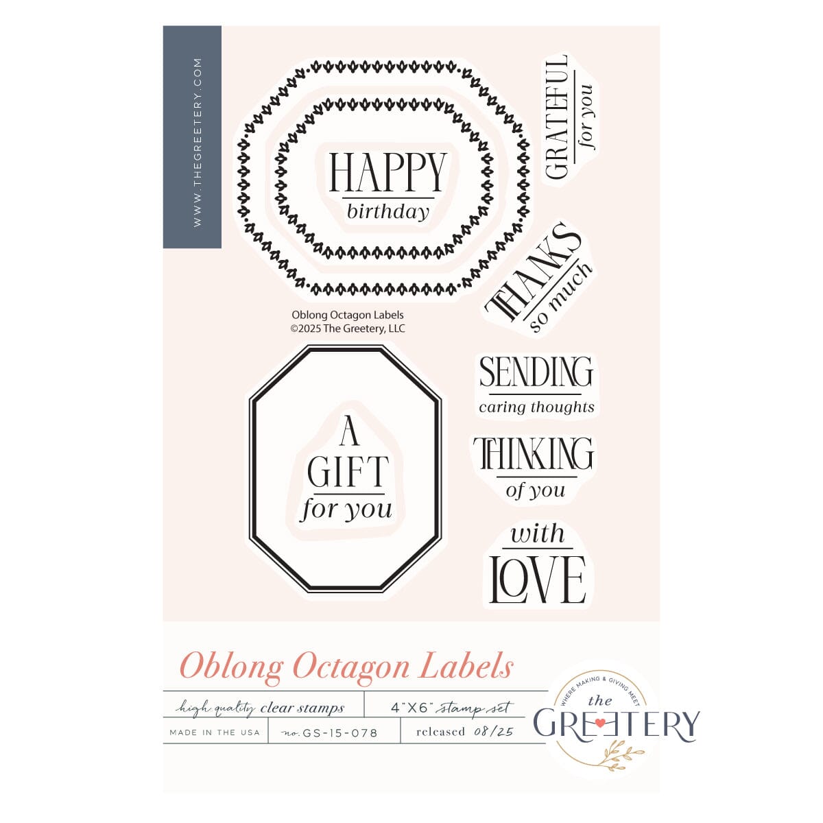 Oblong Octagon Labels Stamp Set – The Greetery