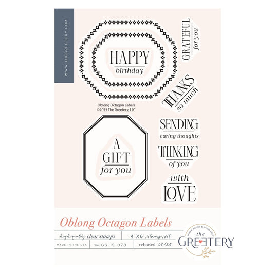 Oblong Octagon Labels Stamp Set – The Greetery