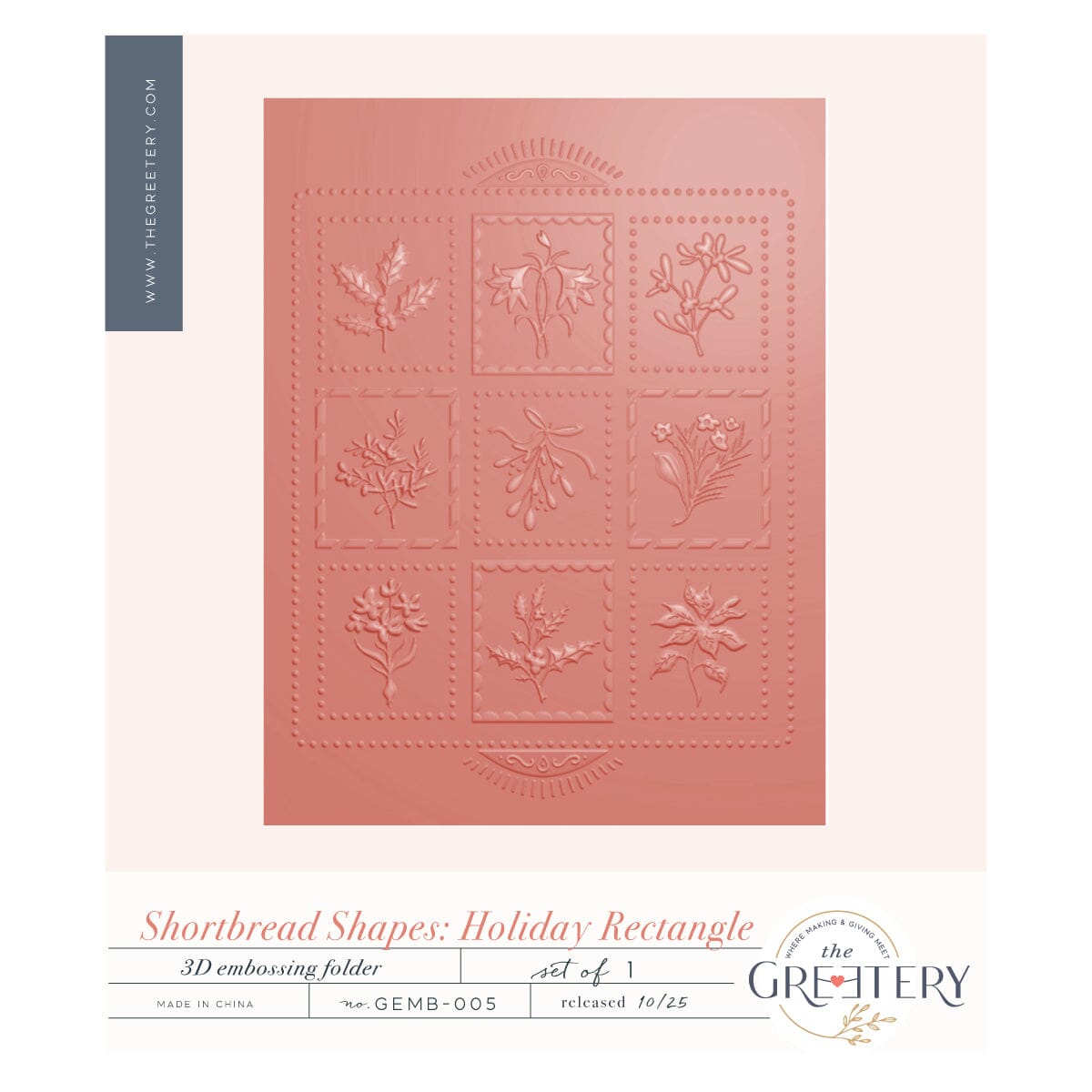 Shortbread Shapes: Holiday Rectangle Embossing Folder