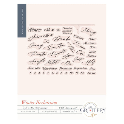 Winter Herbarium Labels Stamp Set