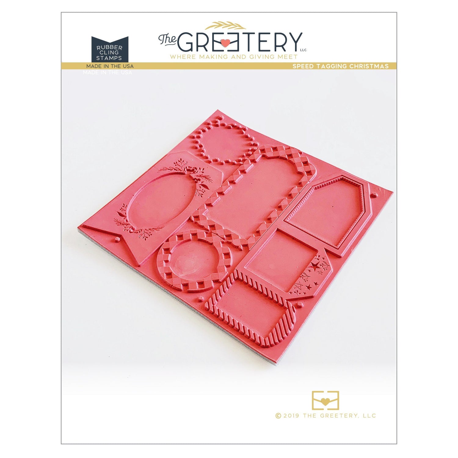 Speed Tagging Christmas Rubber Stamp