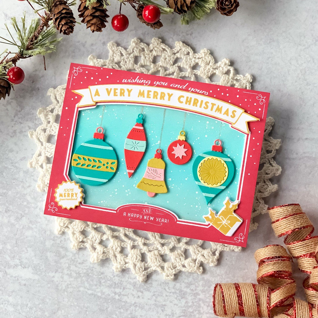 Ornament Box Top Horizontal Rubber Stamp